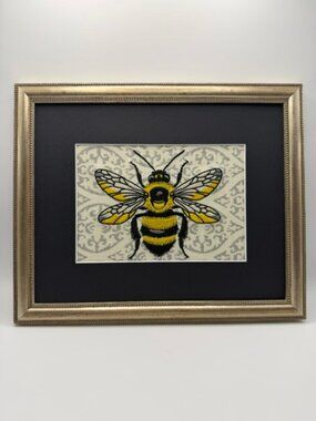 Homemade Bee Embroidery Art 8X10